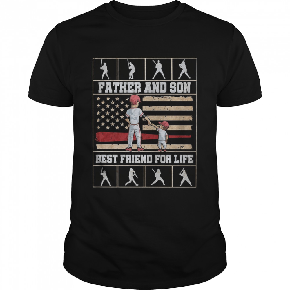 American Flag Baseball Dad Father And Son Best Friend For Life Shirt