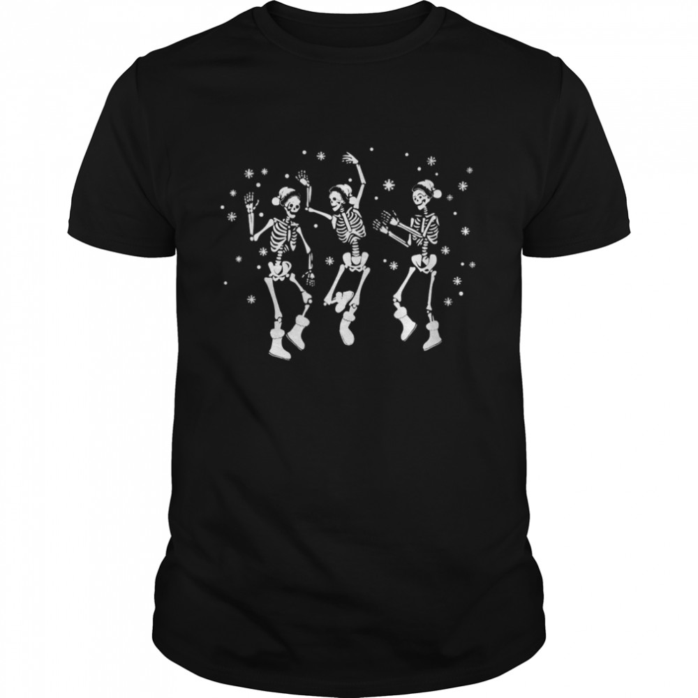 Skeleton Christmas Dancing Snowflakes Santa Skeleton Shirt