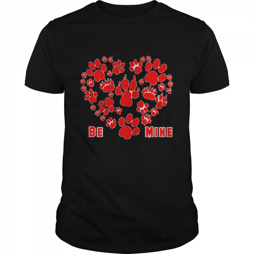 Be Mine Paw Prints Heart Shape Valentines Day Shirt