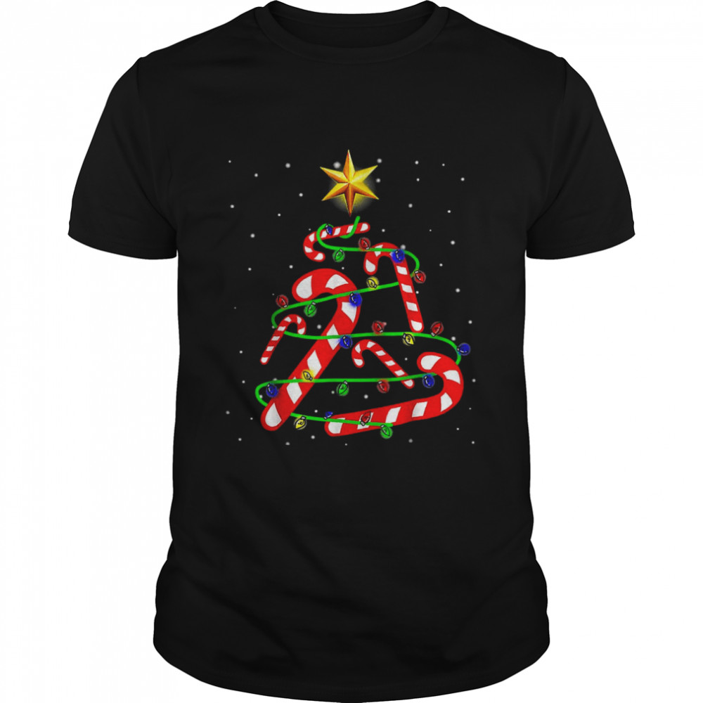 Christmas Candy Cane Xmas Tree Light Shirt