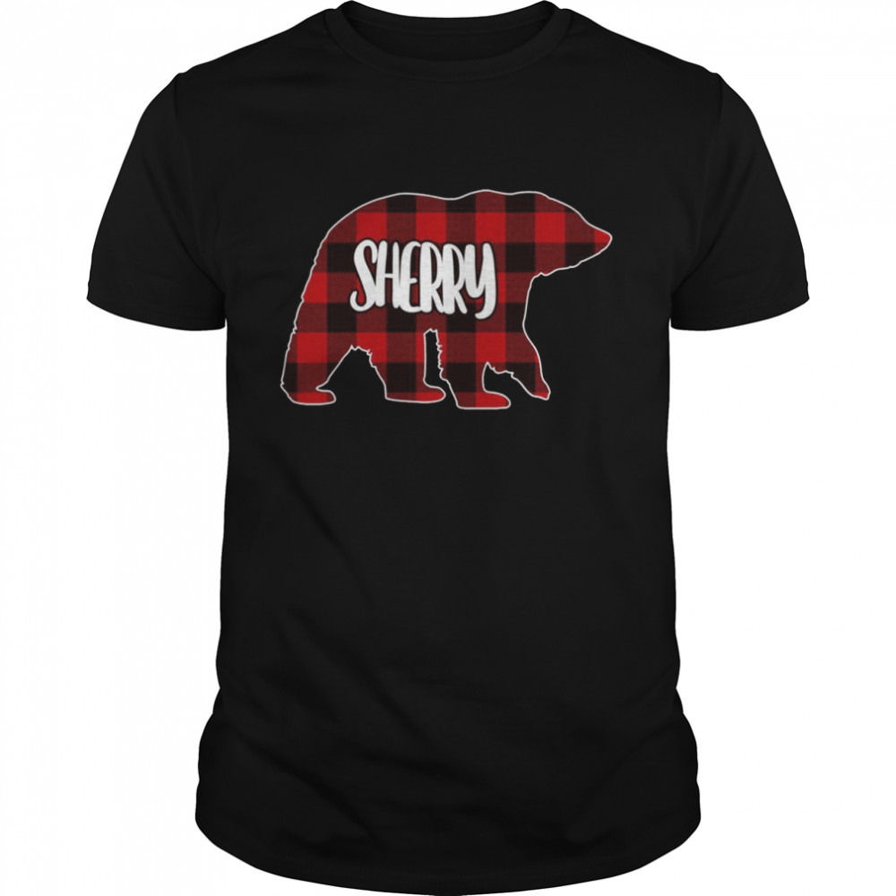 Sherry Bear Custom Red Buffalo Plaid Christmas Pajama Shirt
