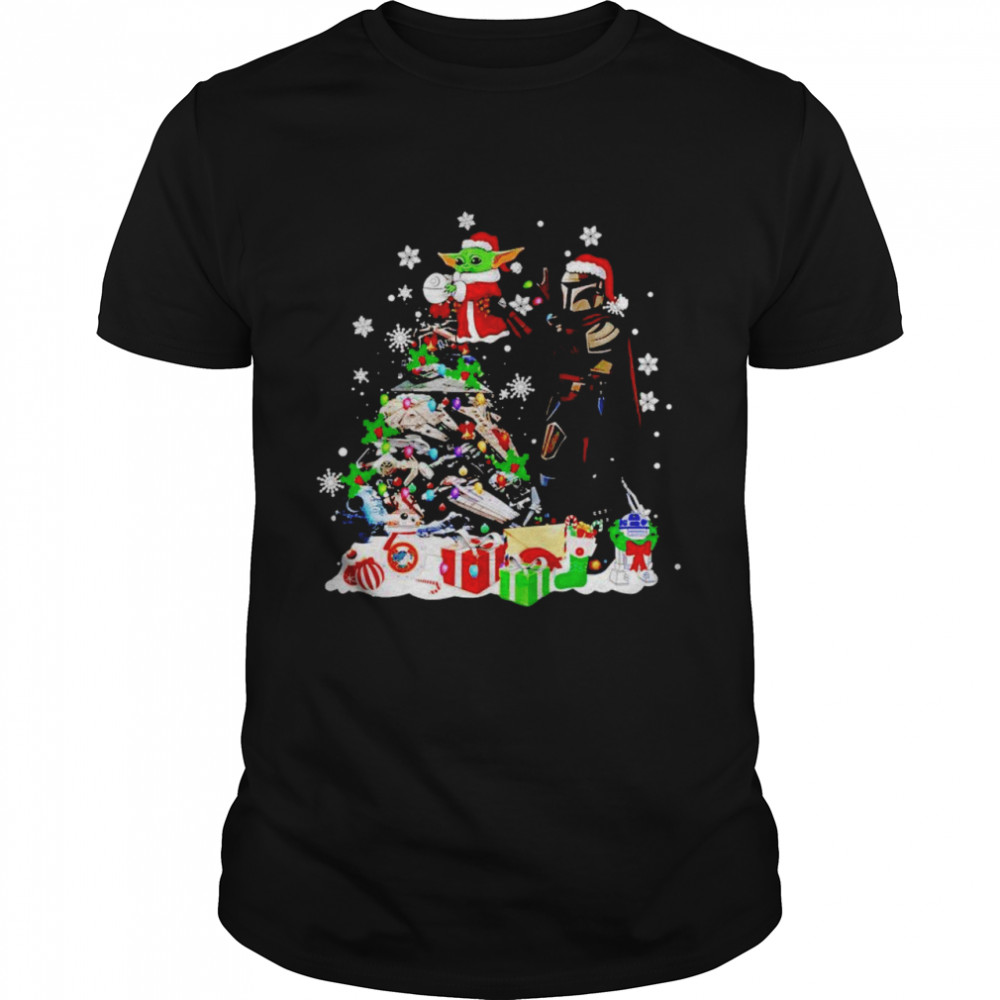 Star Wars Boba Fett and Baby Yoda make Christmas tree shirt