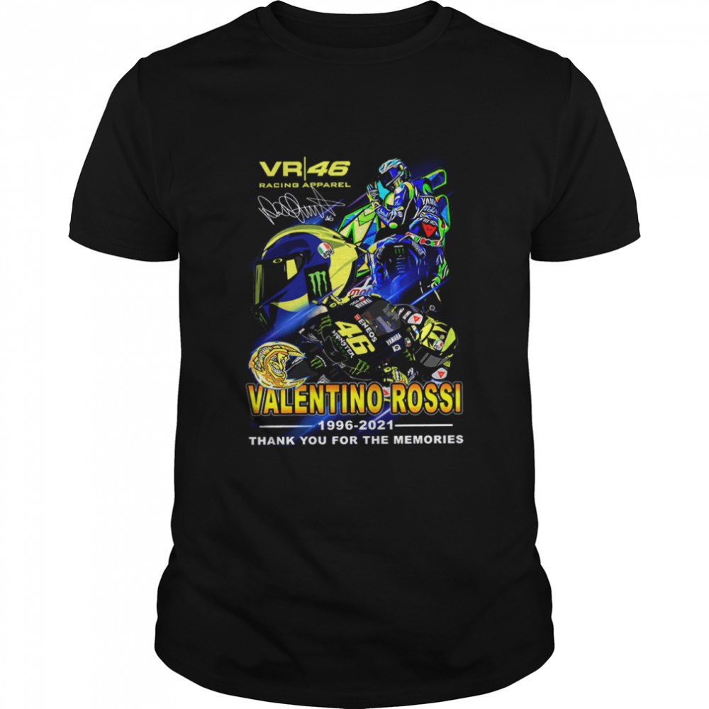 Vr 46 racing apparel valentino rossi 1996 2021 thank you for the memories shirt
