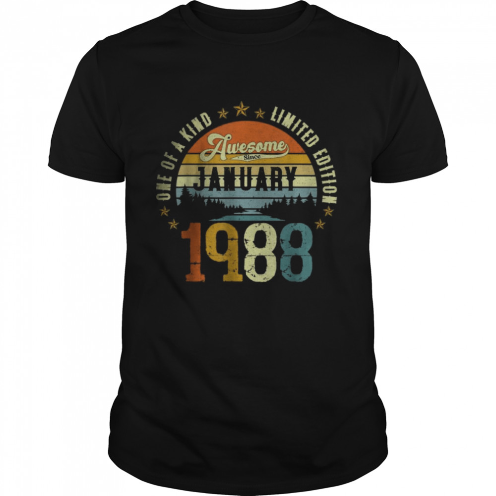 Awesome Since january 1988 Vintage 34th Birthday T-Shirt