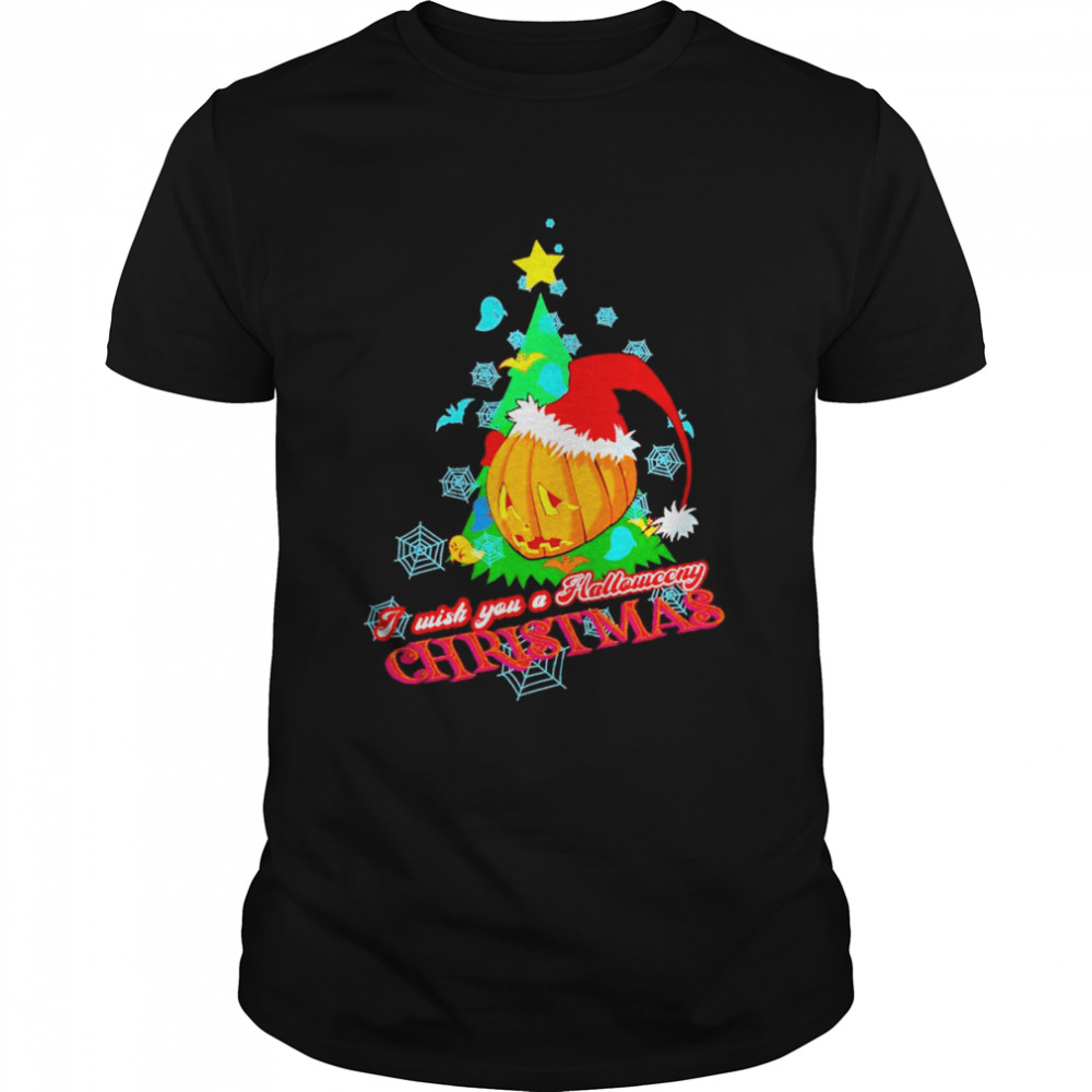 Pumpkin I wish you a halloweeny christmas shirt