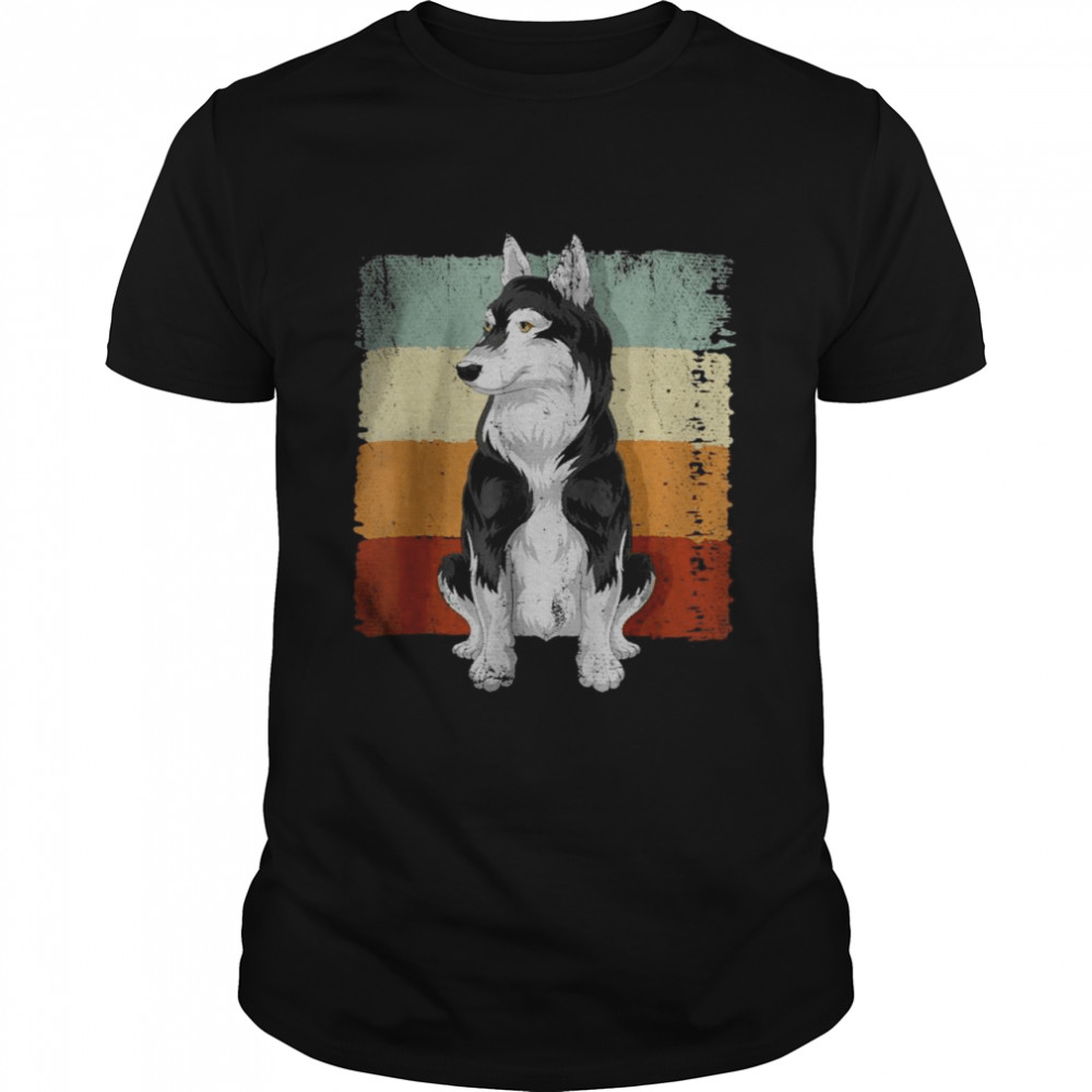 Retro Husky Lover Pet Owner Dog Animal Lover Siberian Husky T-Shirt