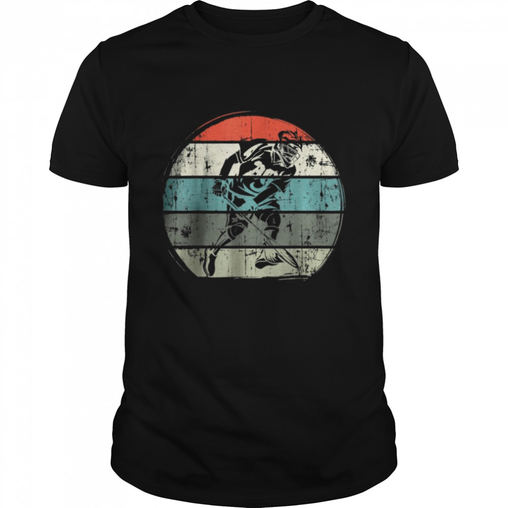 Retro Sunset Lacrosse Player Stick T-Shirt