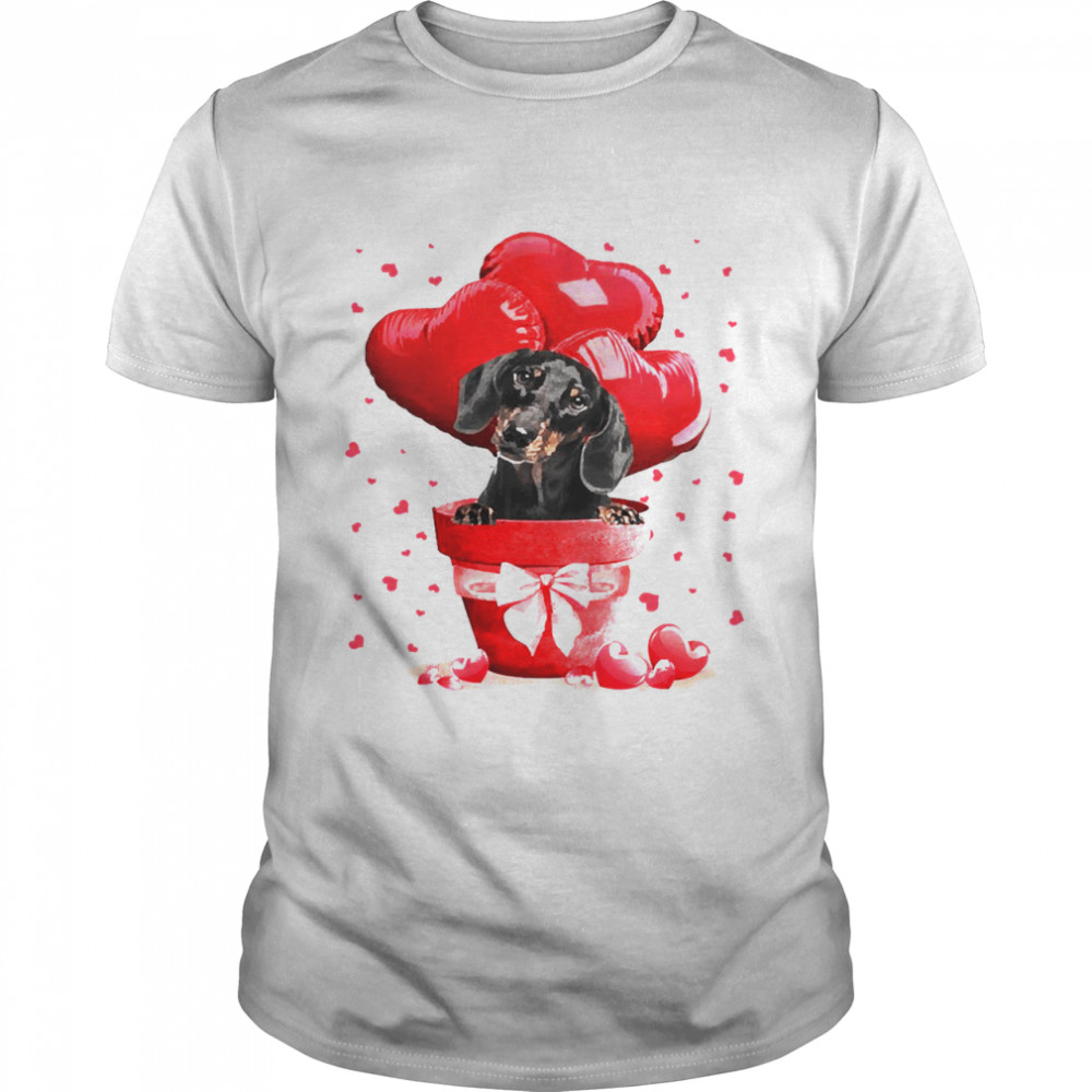 Valentine Pot Black Dachshund Dog Shirt