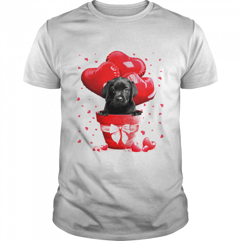 Valentine Pot Black Labrador Pup Dogs Shirt