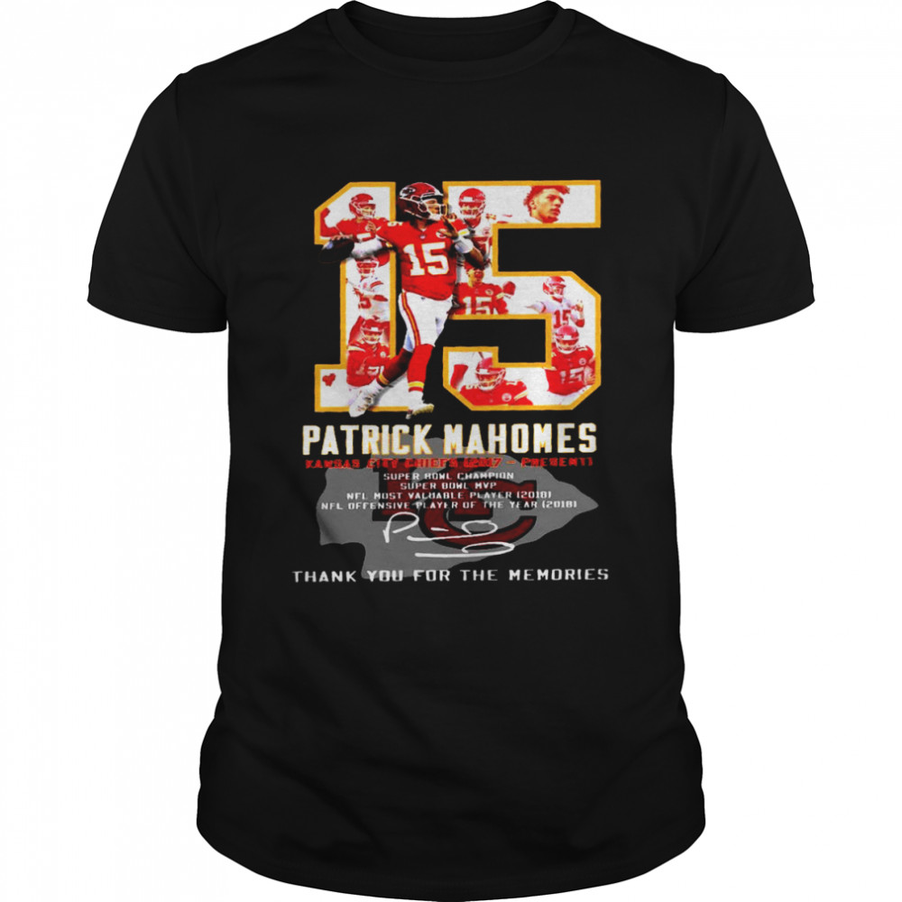 15 patrick mahomes kansas city chiefs 2017 present thank you for the memories shirt