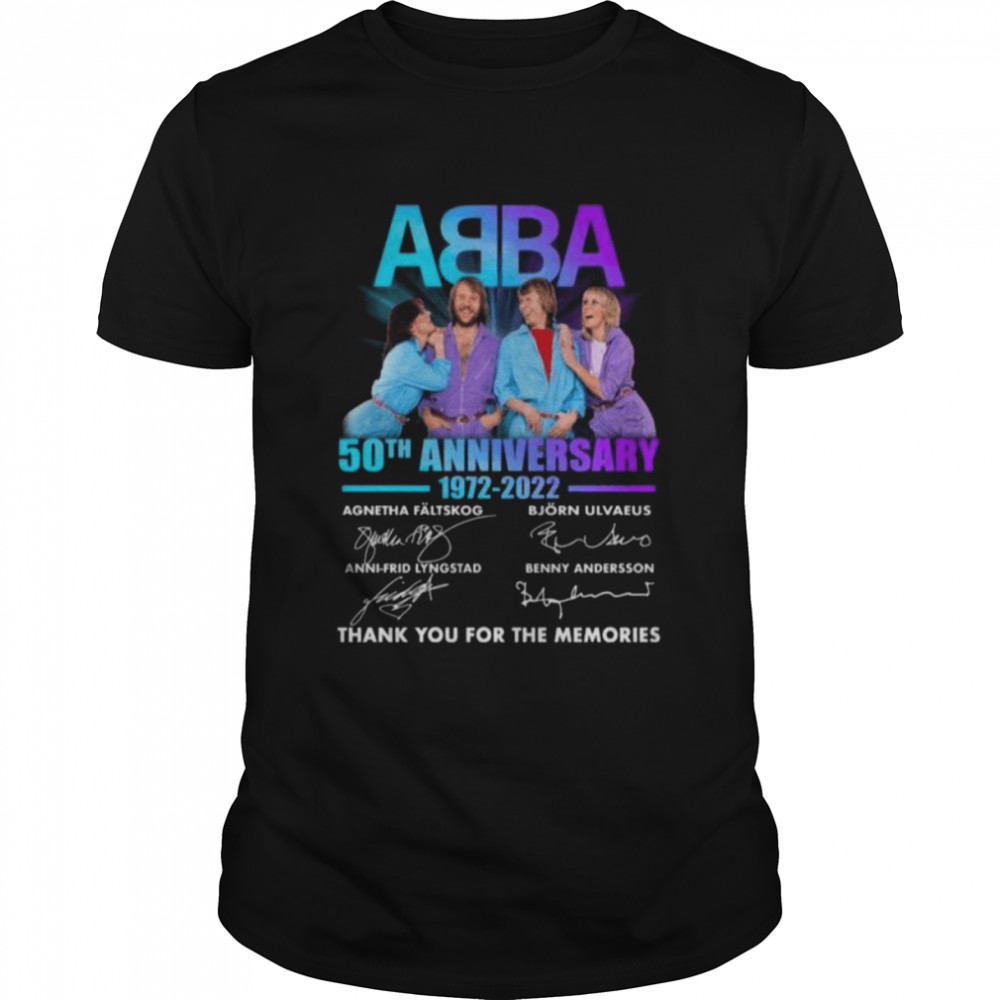 ABBA 50th anniversary thank you for the memories signatures tee shirt – Copy