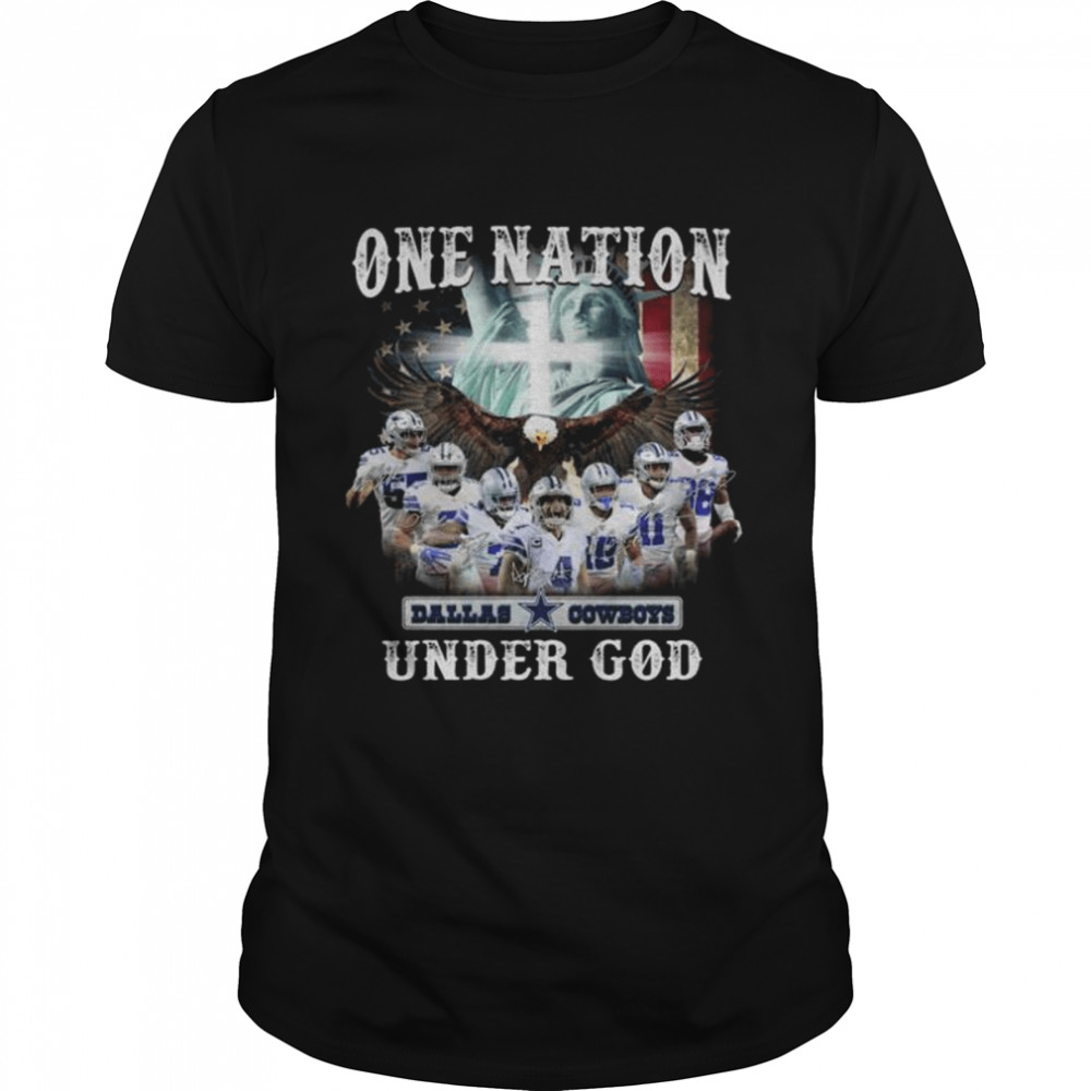 Dallas Cowboys One Nation Under God American Flag signatures shirt