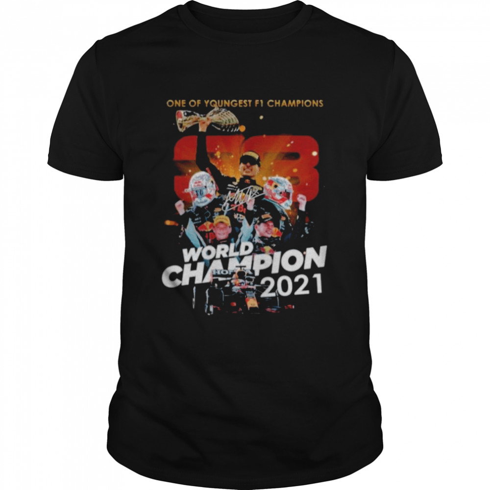 Max Verstappen one of youngest F1 Champions World Champion 2021 signature shirt