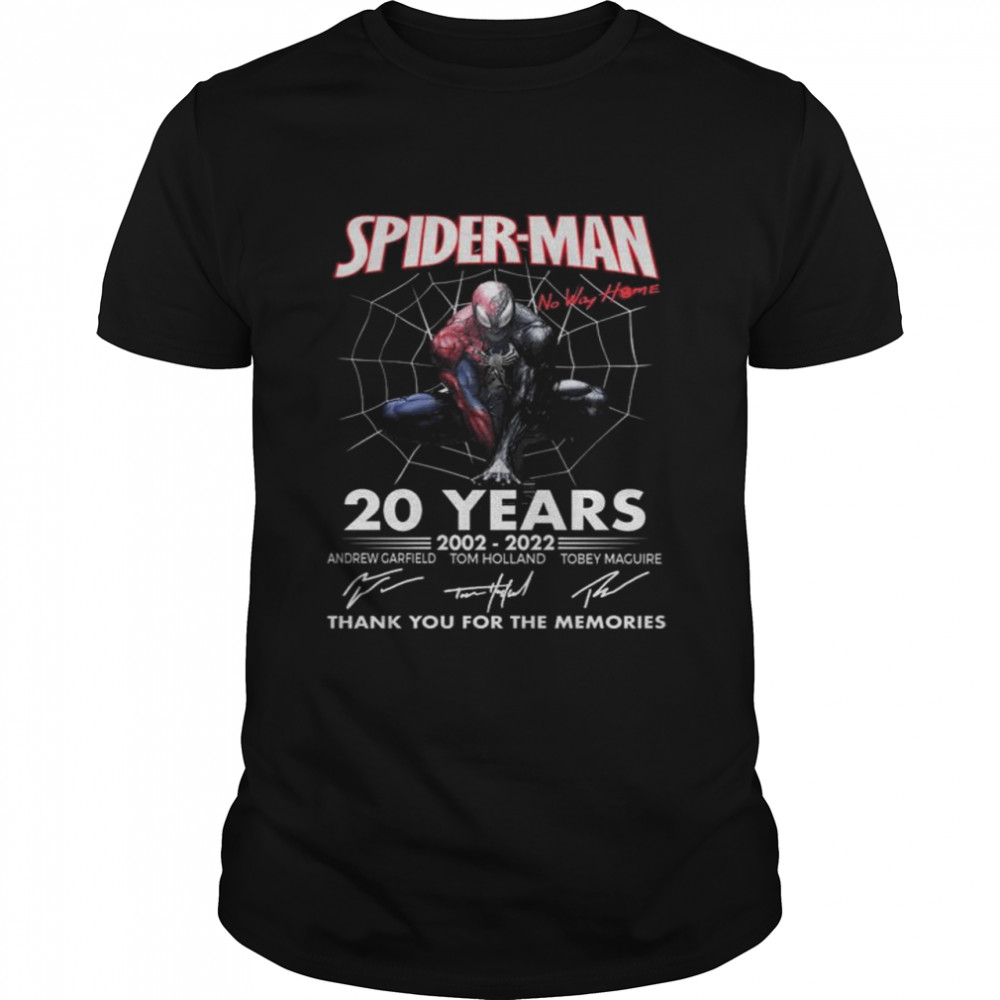 Spider Man No Way Home 20th anniversary thank you for the memories signatures tee shirt