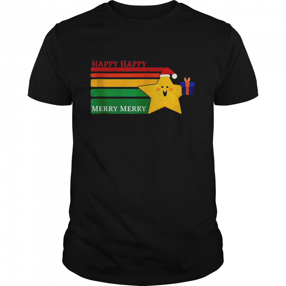 Christmas Happy Happy Merry Merry Little Star Retro Vintage Shirt