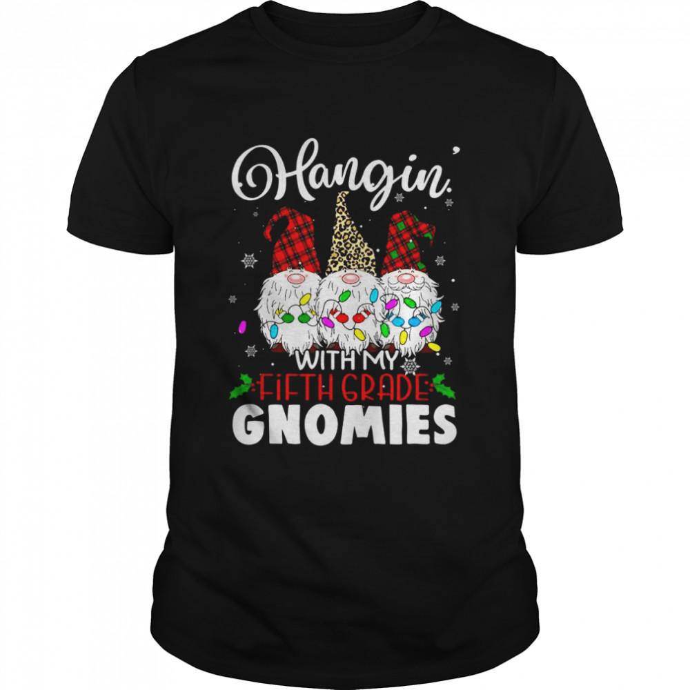 Fifth Grade Squad Gnomies Plaid Santa Hat Teacher Christmas Shirt