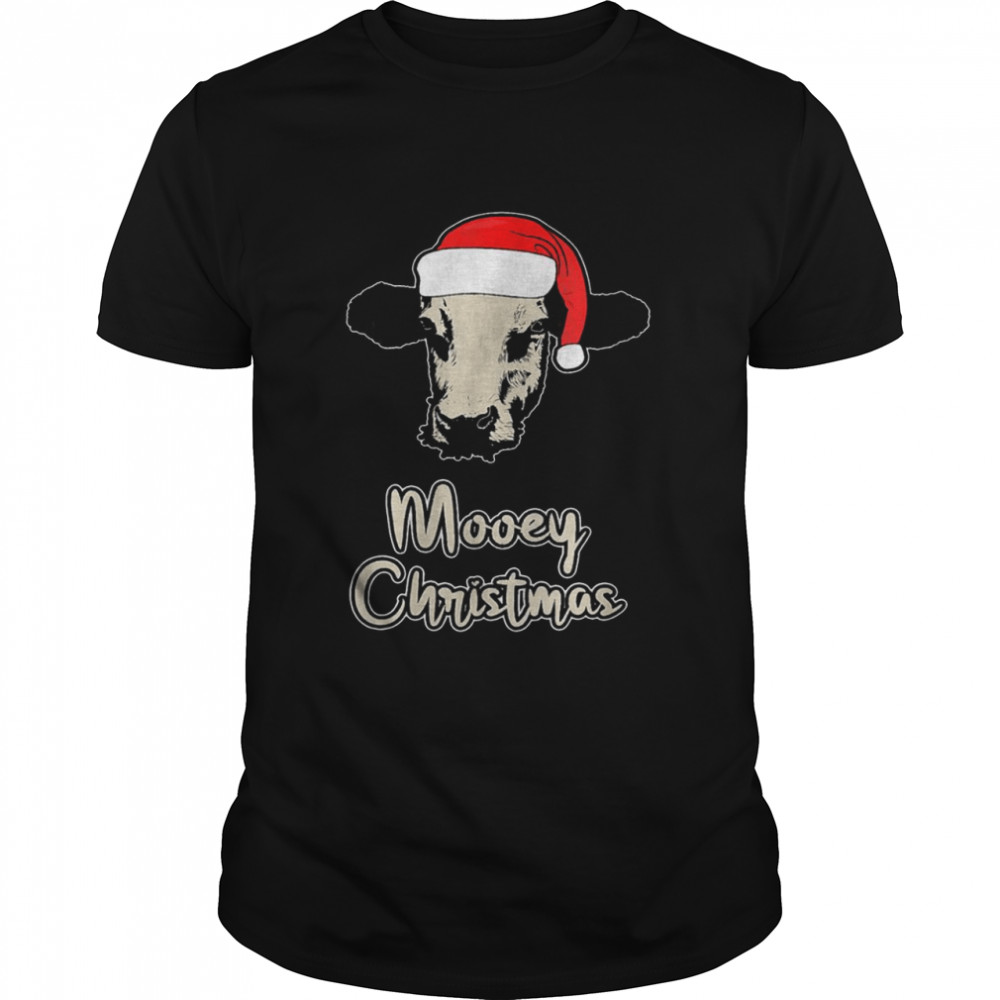 Mooey Christmas Cow Santa Farmer Hat Shirt