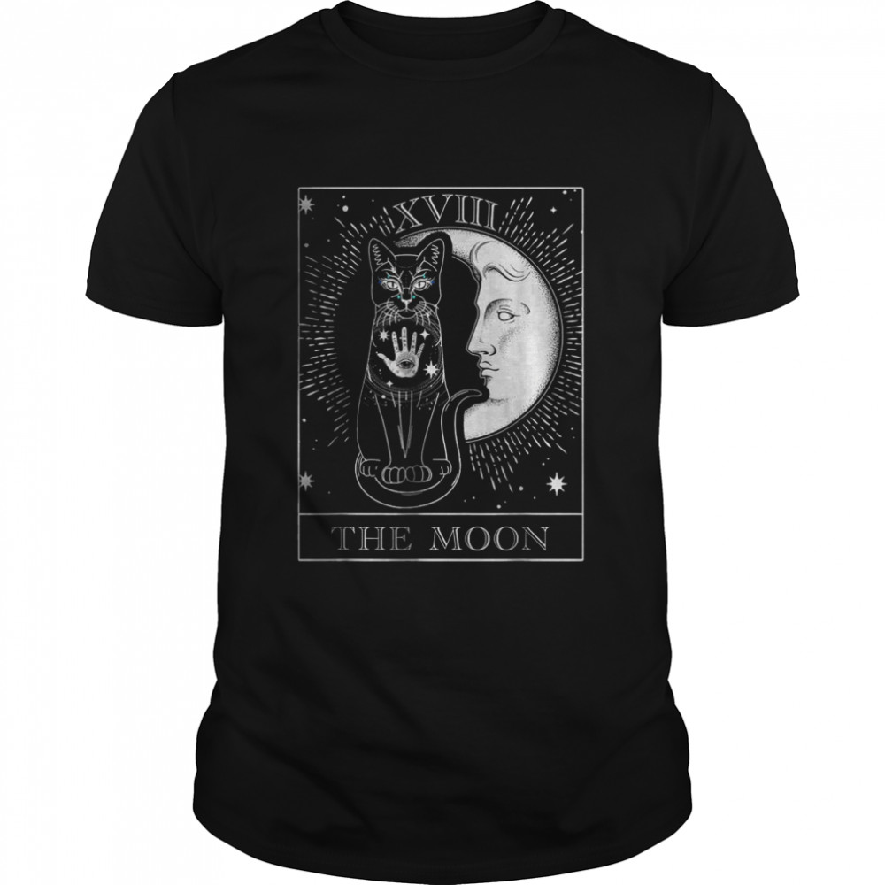 Moon Tarot Card and Cat Occult Graphic T-Shirt