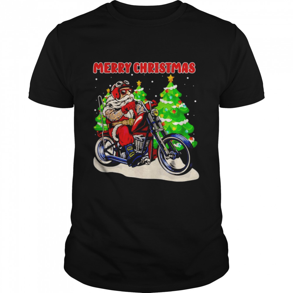 Santa on Motorcycle Christmas shirt