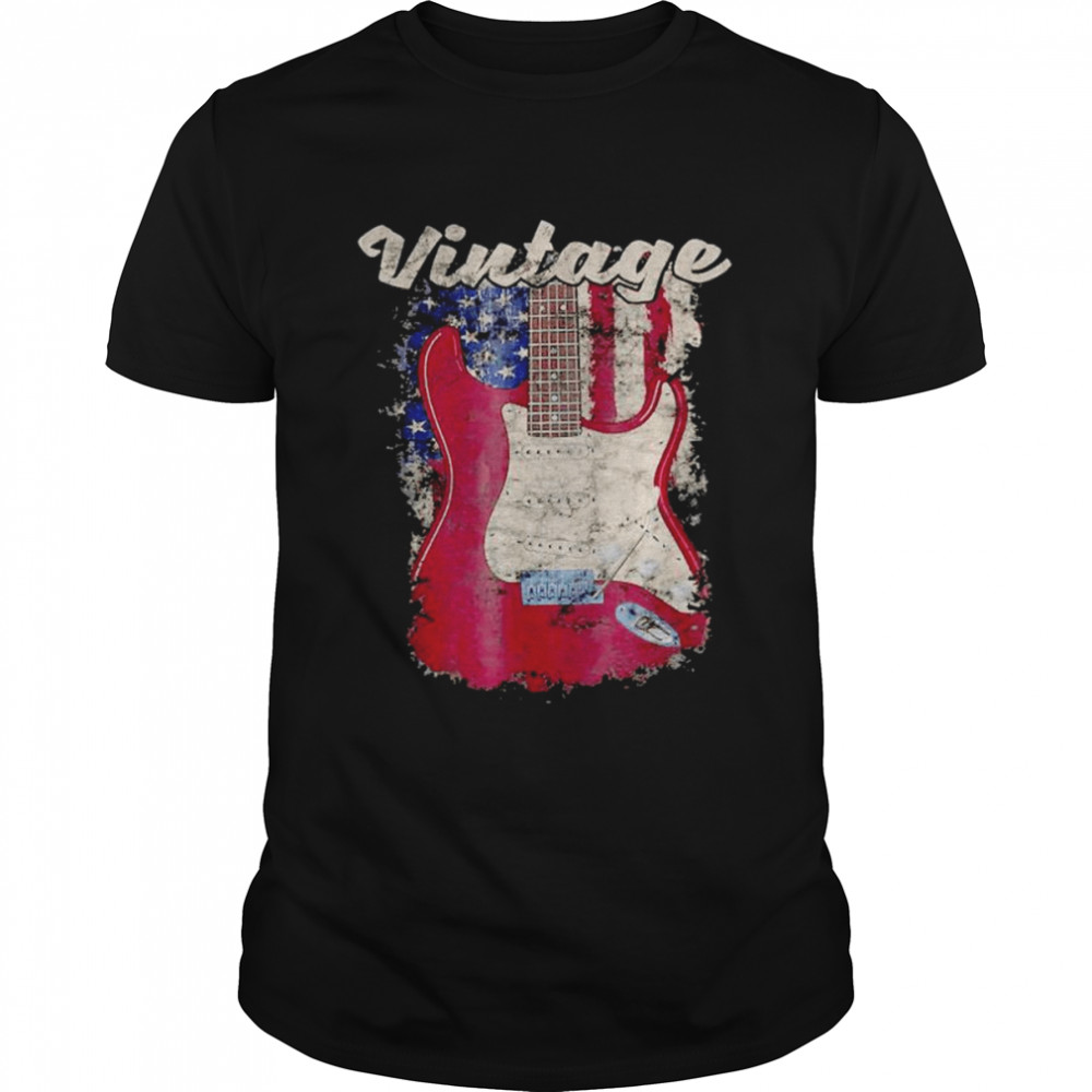 Vintage guitar American flag shirt