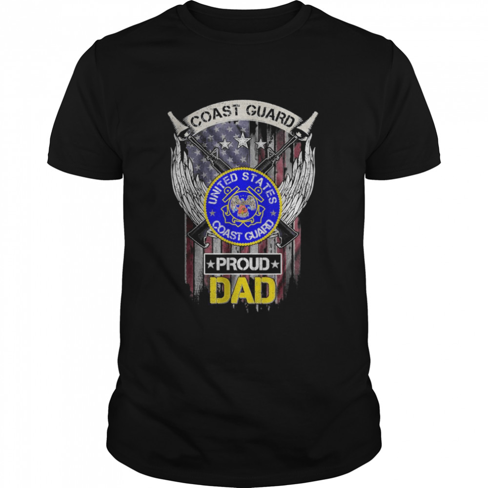 Vintage USA American Flag US Coast Guard Proud Dad T-Shirt