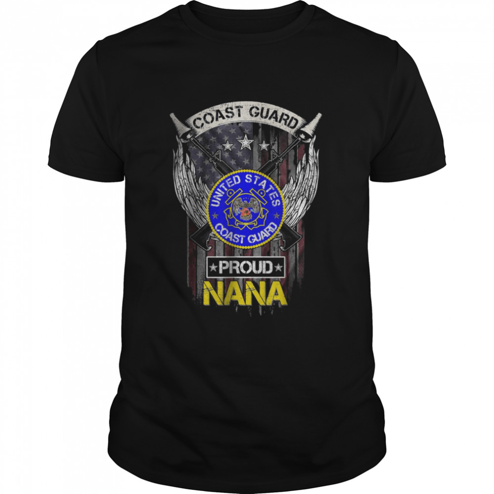 Vintage USA American Flag US Coast Guard Proud Veteran Nana T-Shirt