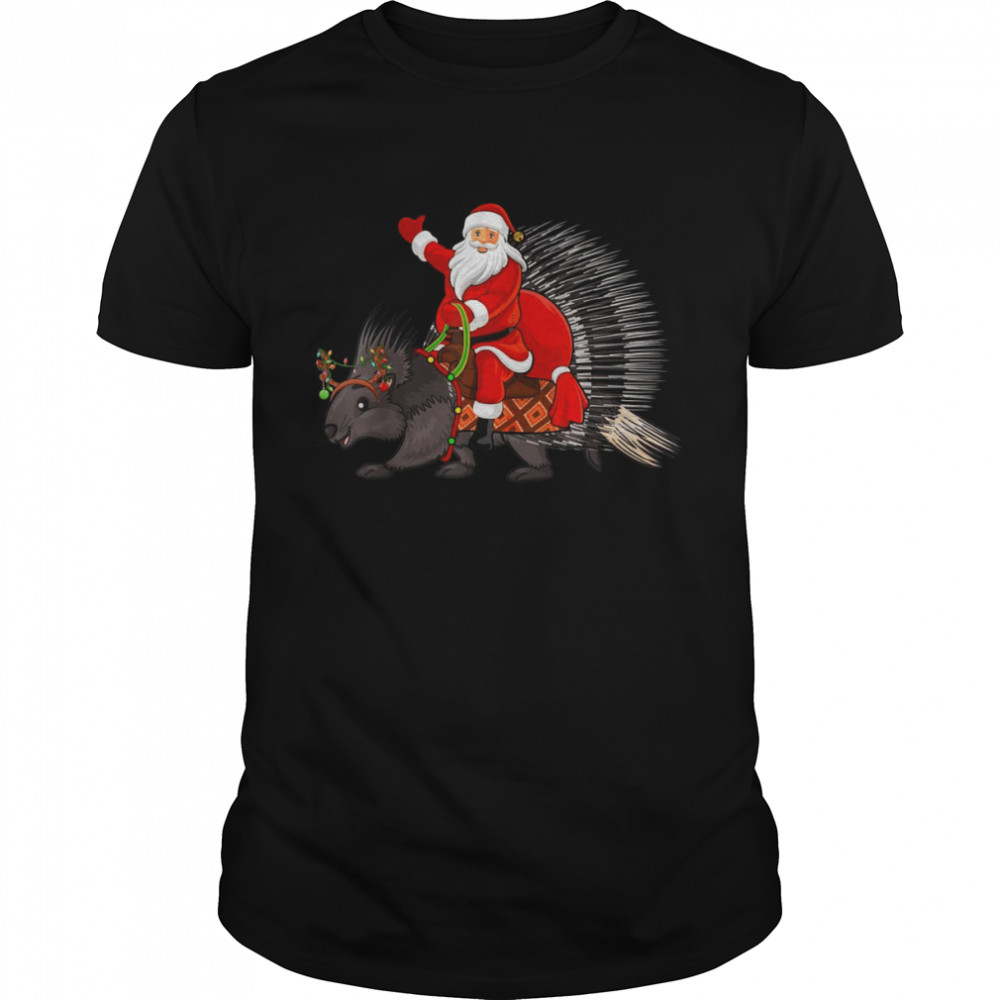 Xmas Family Matching Santa Riding Porcupine Christmas Shirt