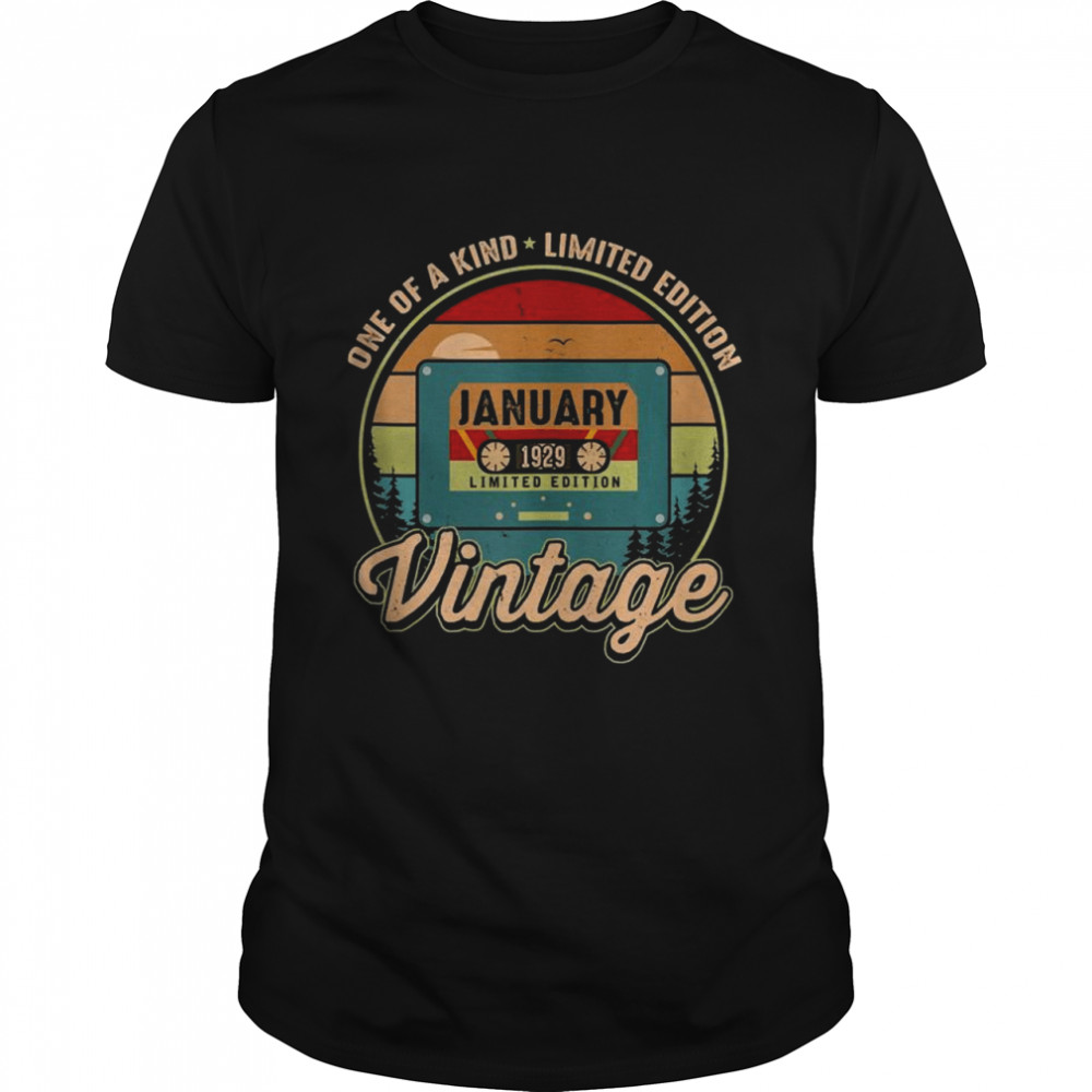 January 1929 Birthday Vintage 93 Years Old Birthday Shirt