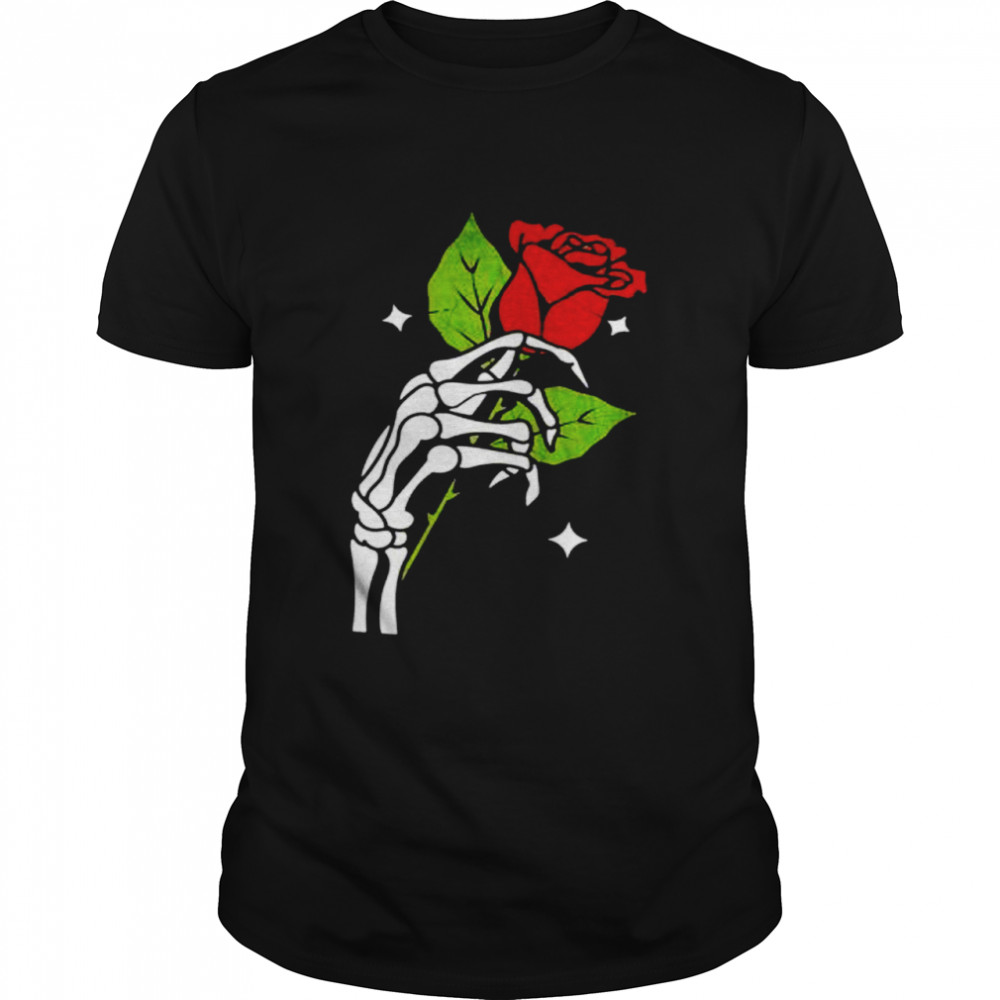 Skeleton Hand Red Rose Retro Stars Gothic Goth Grunge Edgy Shirt