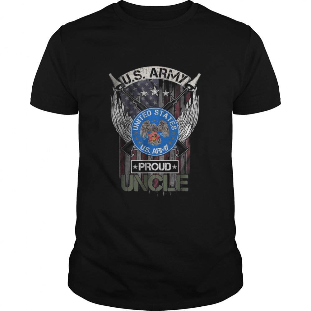 Vintage USA American Flag US Army Proud Veteran Uncle T-Shirt