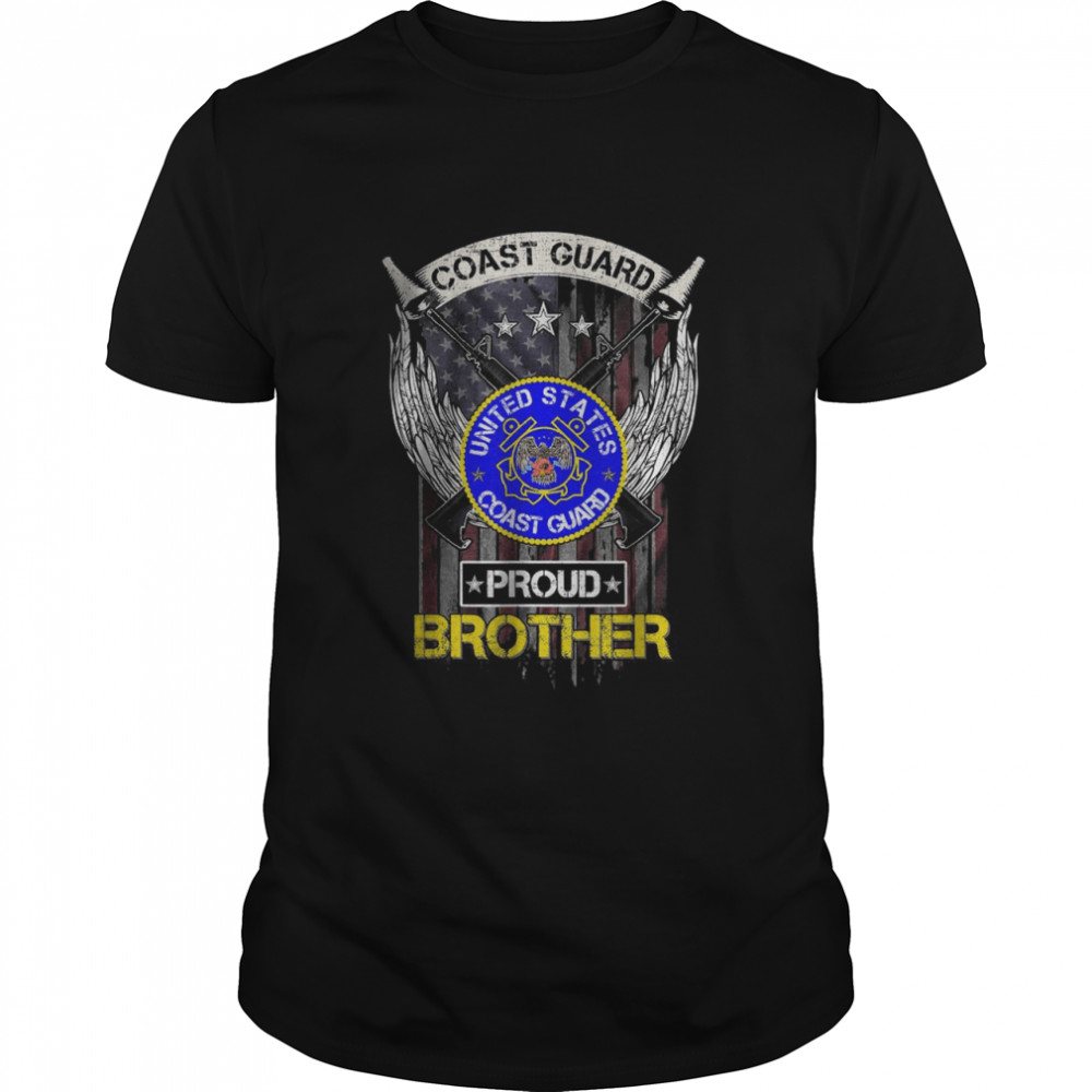 Vintage USA American Flag US Coast Guard Proud Brother T-Shirt