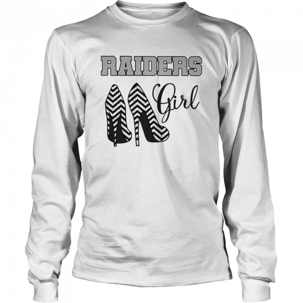 Football Cheer Gear High Heels Raiders Girl  Long Sleeved T-shirt