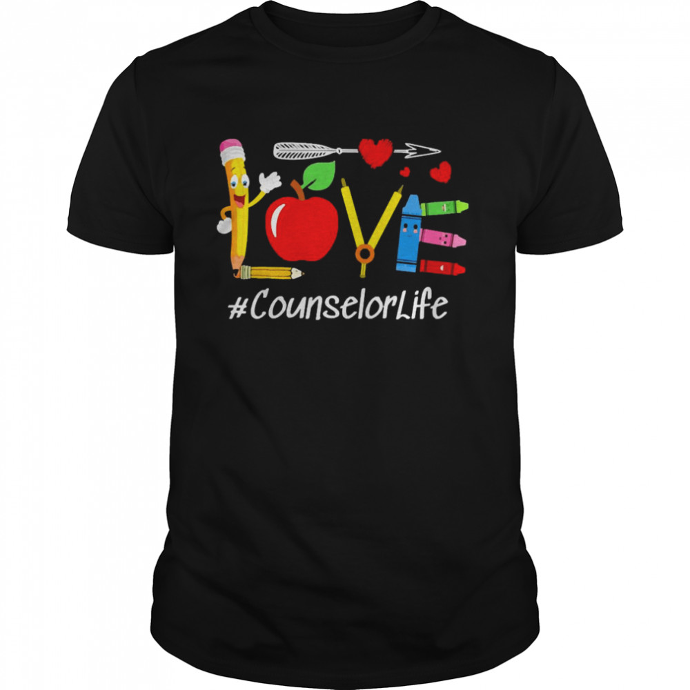 Love Apple Pencil Teacher Counselor Life Shirt