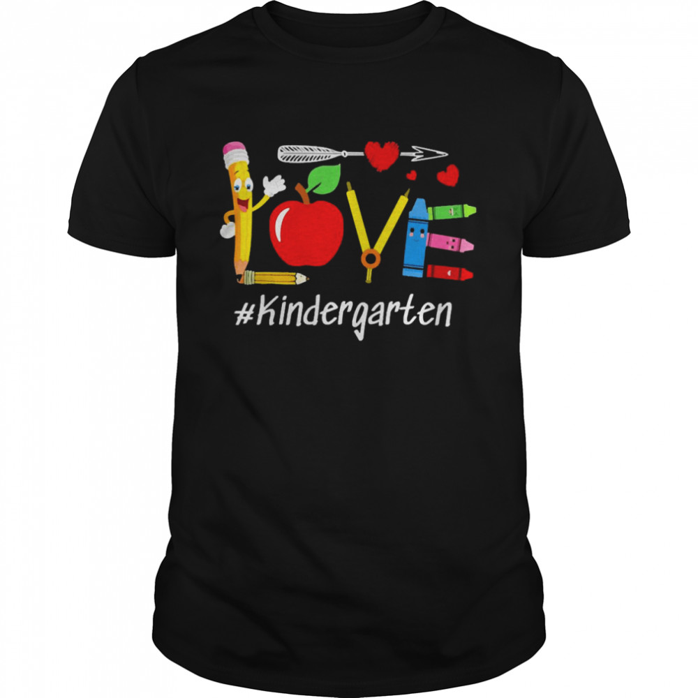 Love Apple Pencil Teacher Kindergarten Shirt