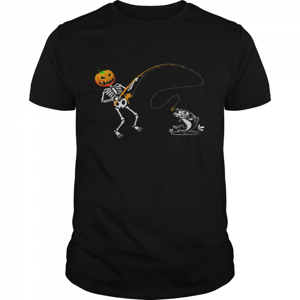 Skeleton Fishing Pumpkin – Love Fishing shirt