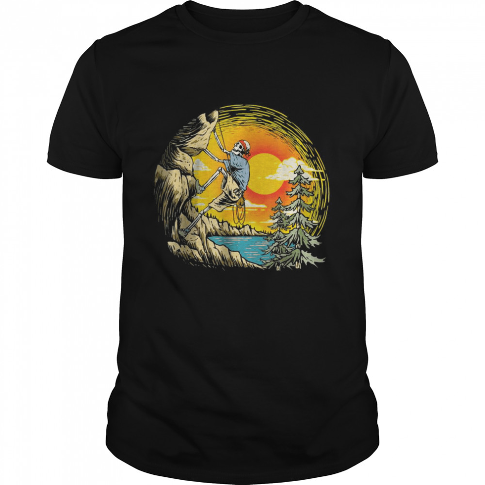 Skeleton Rock Climber Vintage Climbing & Bouldering Nature T-Shirt