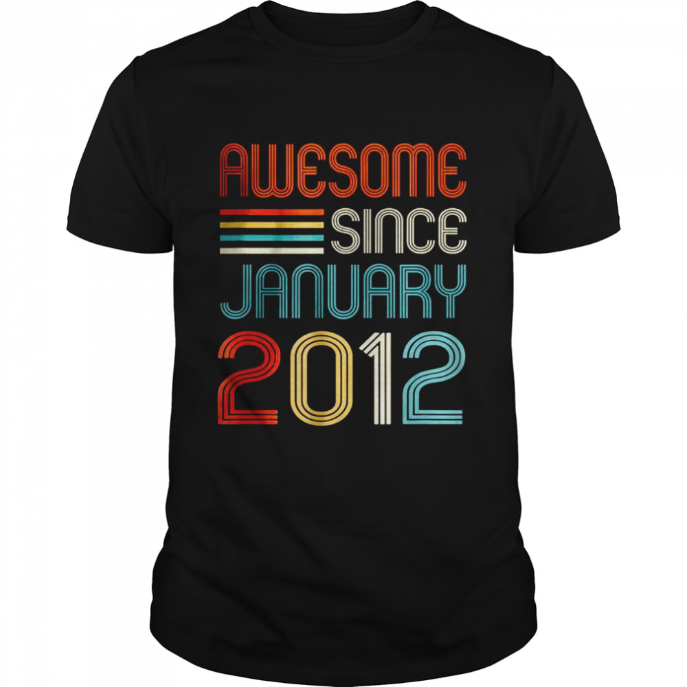 Awesome Since January 2012 10th Birthday Retro T-Shirt