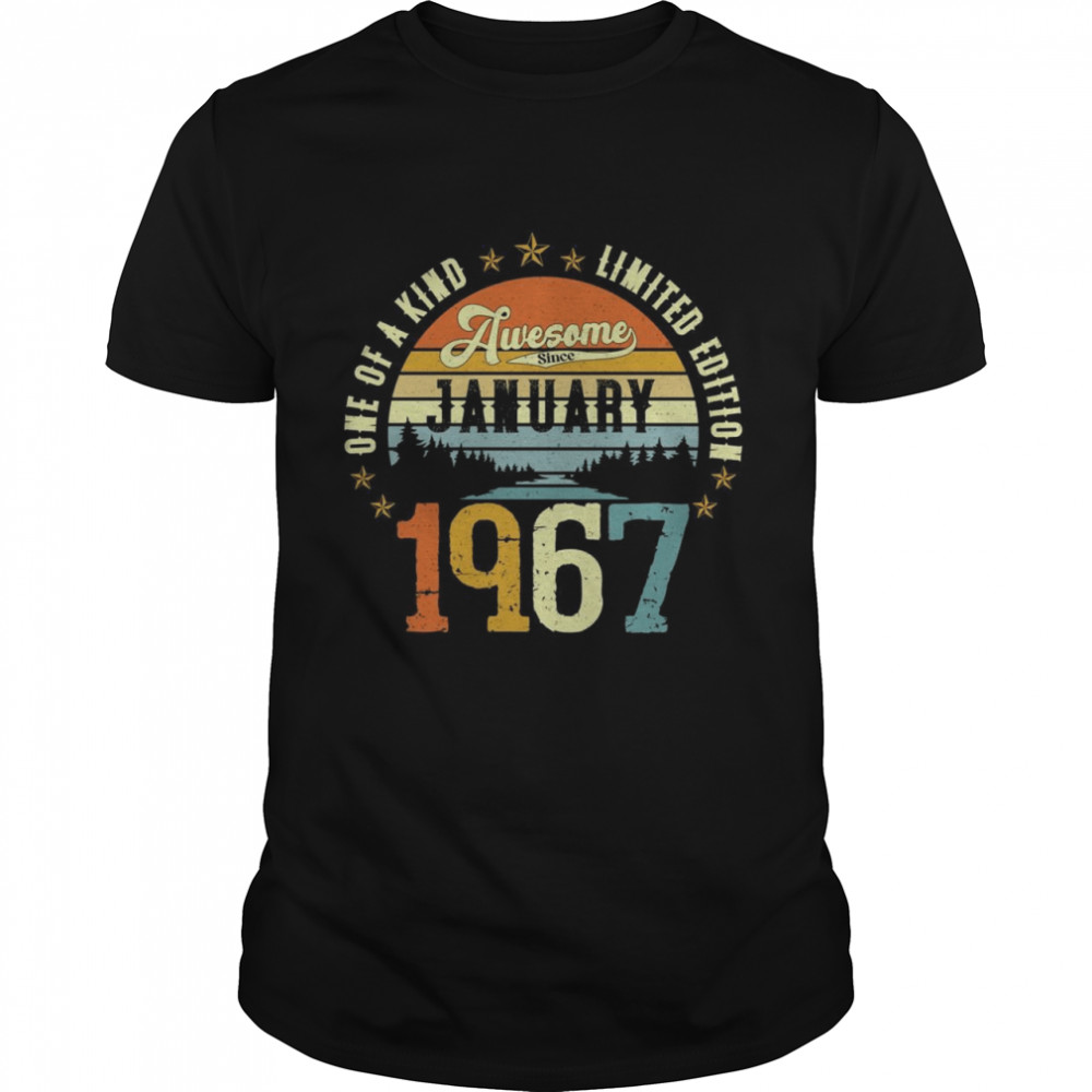 Awesome Since january 1967 Vintage 55th Birthday Shirt