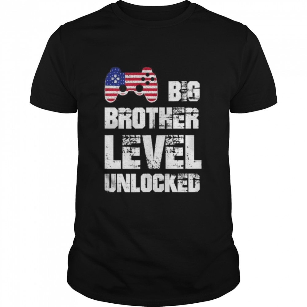 Big Brother Leveled Up with Controller in American Flag Shirt