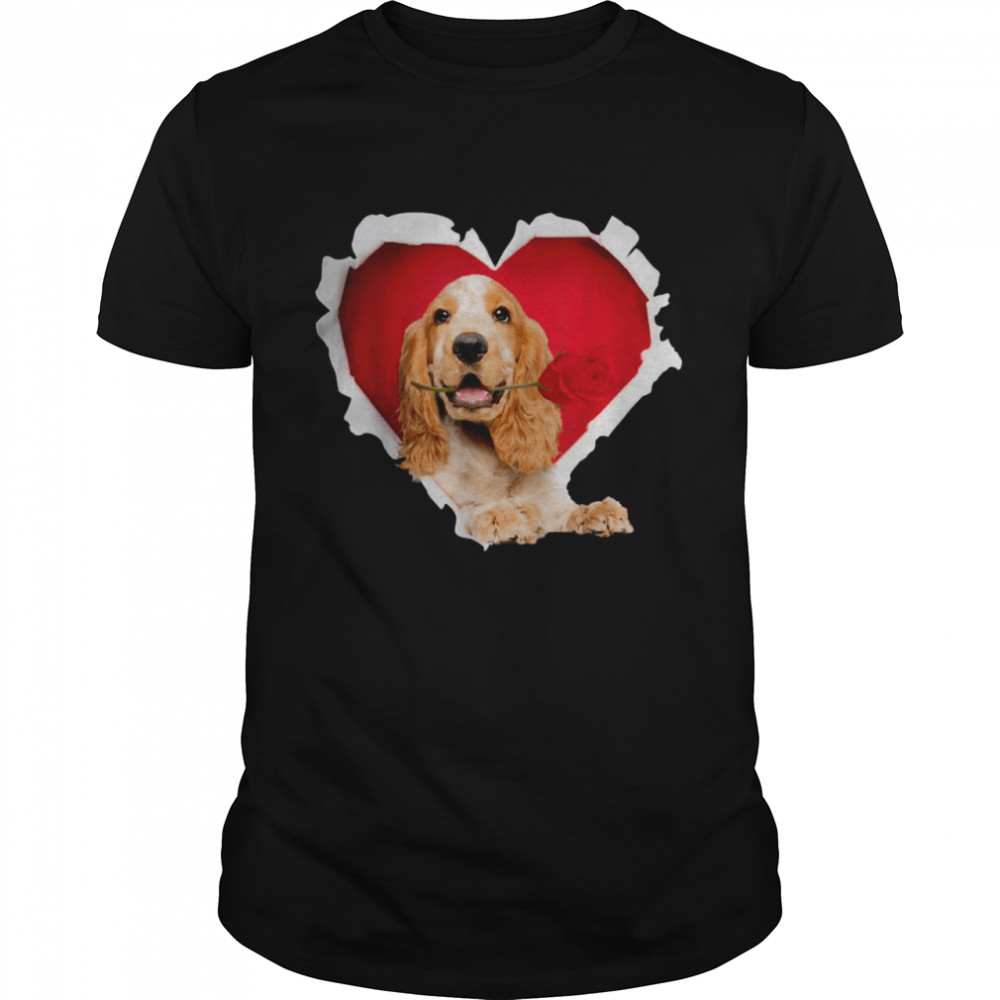 Cocker Spaniel Rose Heart Valentines Day Shirt