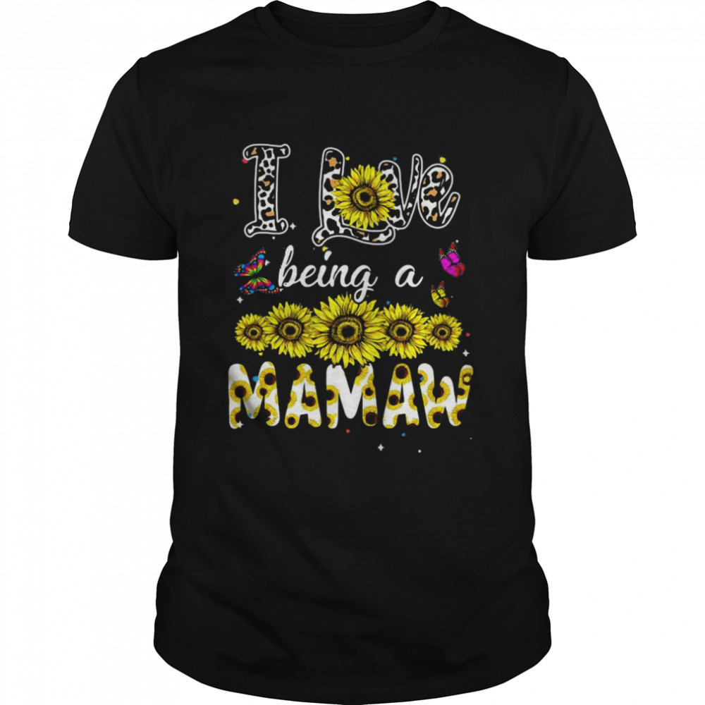 I Love Being A Mamaw Leopard Print And Butterfly Lover Shirt