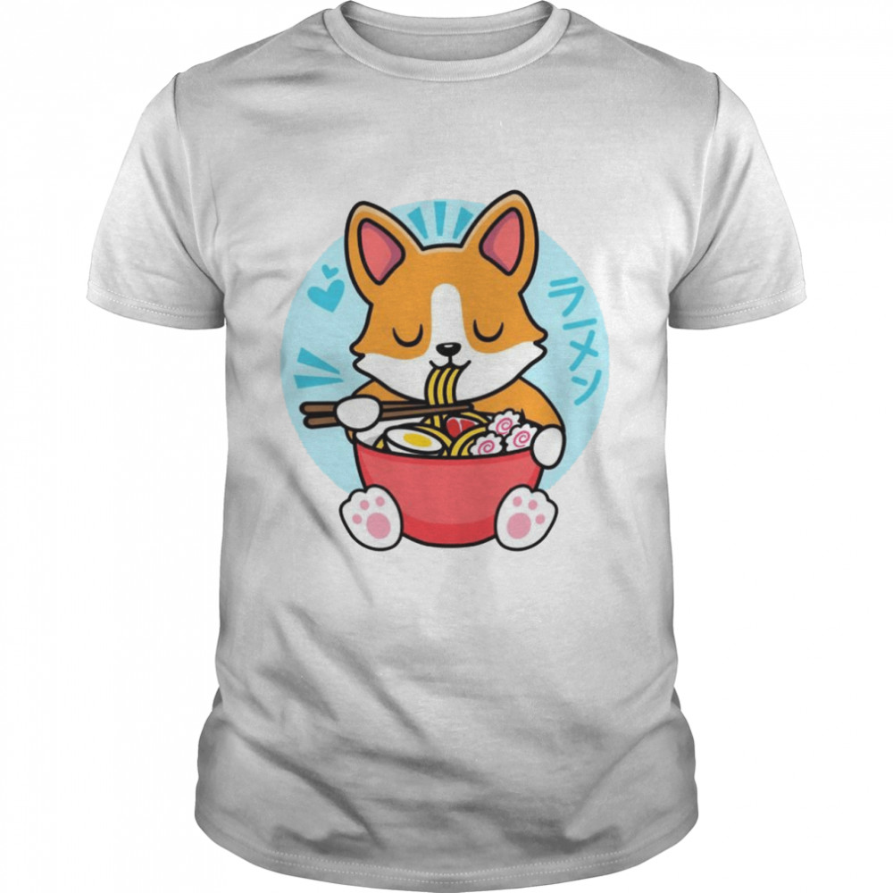 Kawaii Ramen Cute Anime Dog Corgi Japanese Instant Noodles Shirt