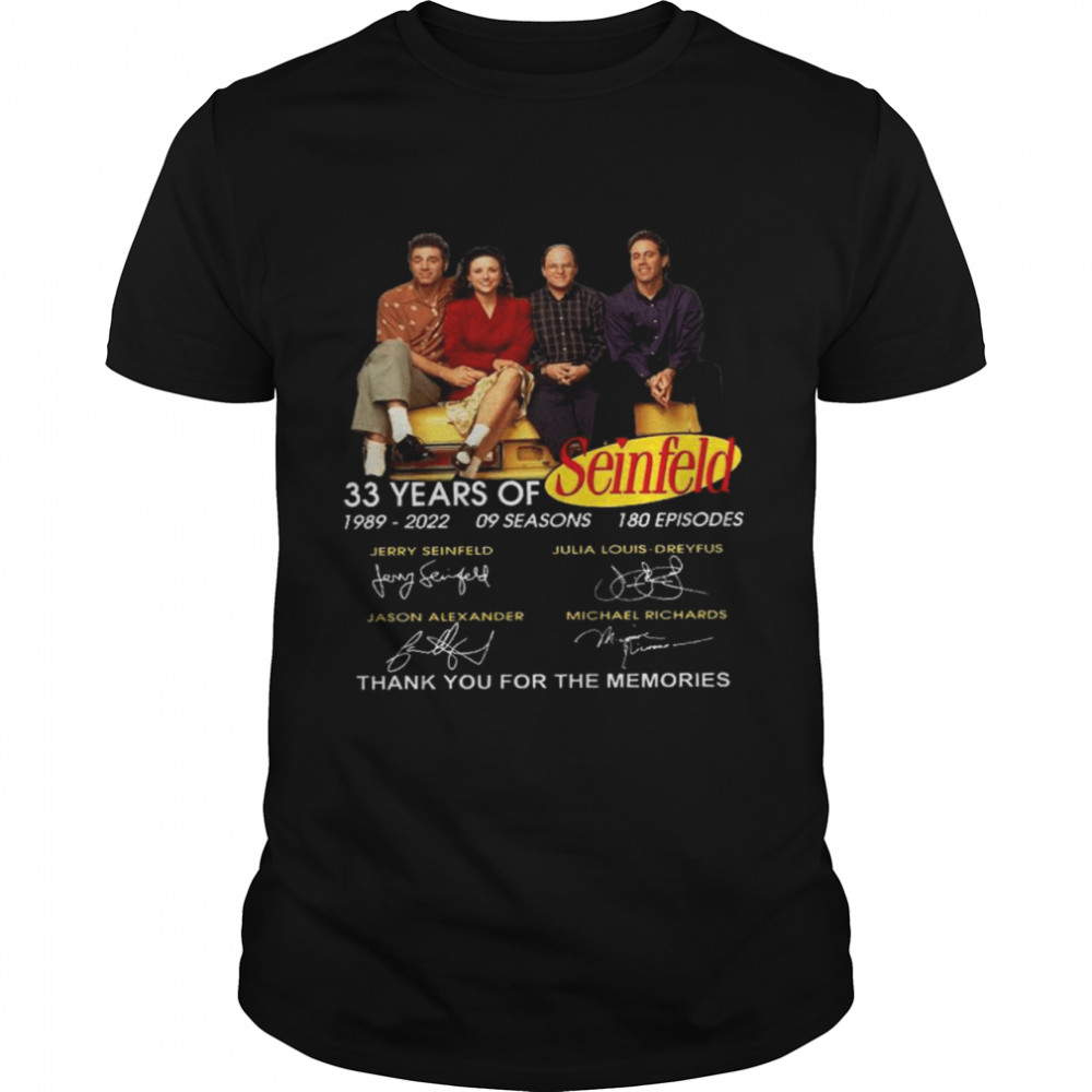 Seinfeld 33 years of 1989 2022 09 seasons 180 episodes thank you for the memories shirt