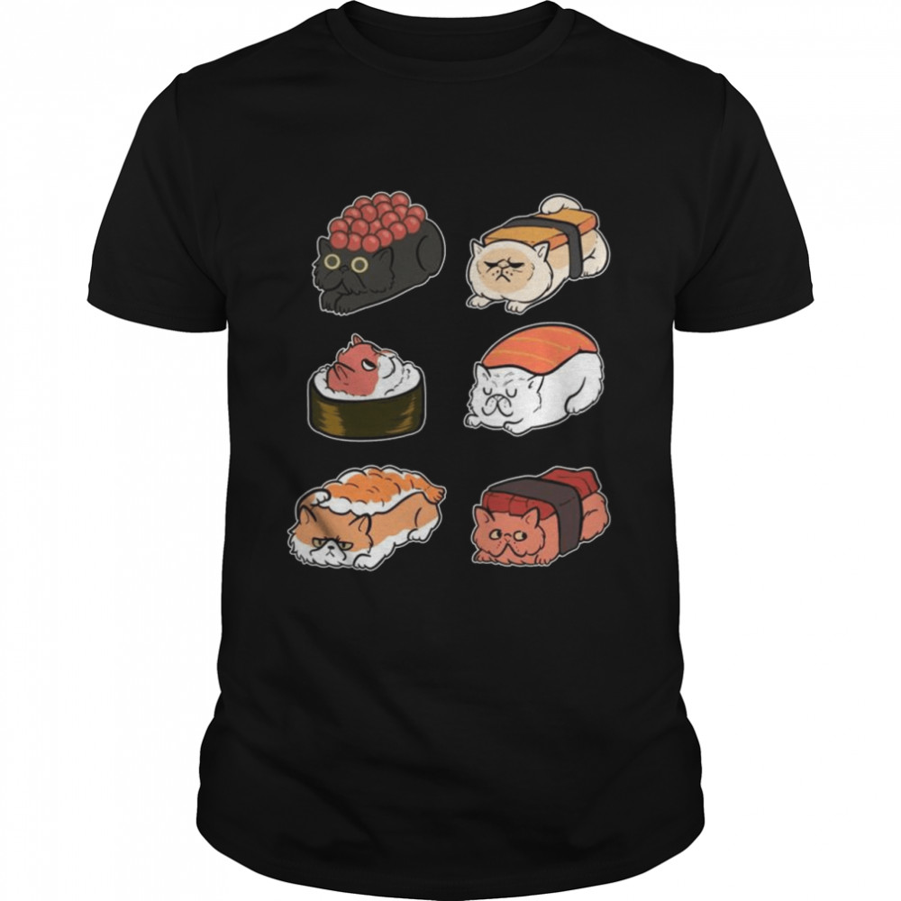 Sushi Cat Anime Figure Japanese Noodles Ramen Sixpack Shirt