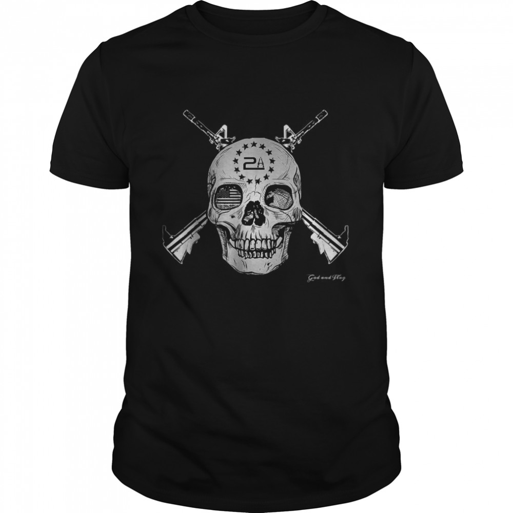 GUNS 2A Skull & Cross Second 2nd II Amendment Betsy Ross shirt