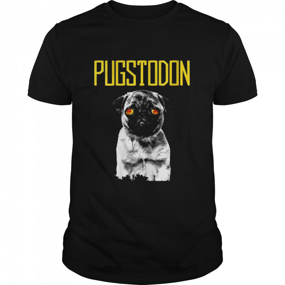 I Love Music and My Dog Pugstodons Vintage Design Rock Band Shirt