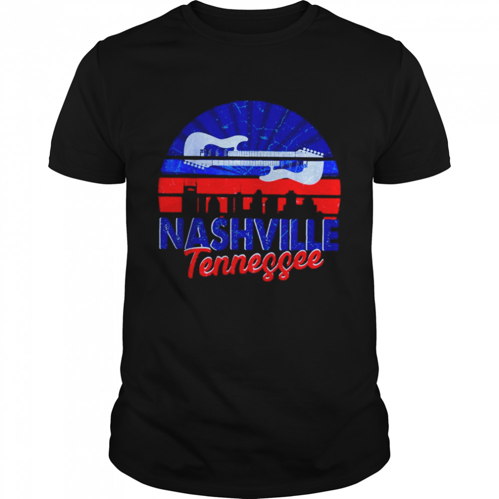 Nashville Tennessee Skyline Retro Country Music T-Shirt