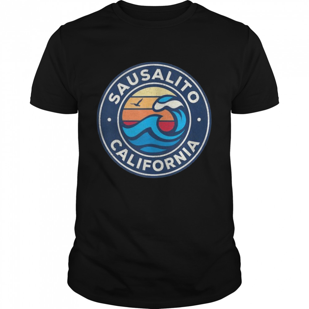 Sausalito California CA Vintage Nautical Waves Design Shirt