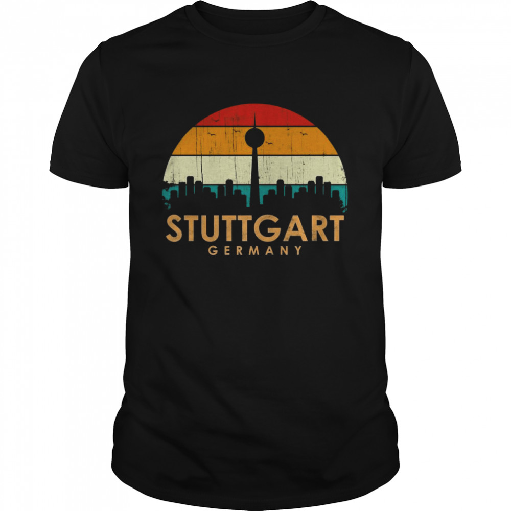 Vintage Retro Style Landscape SunSkyline Stuttgart Germany Shirt