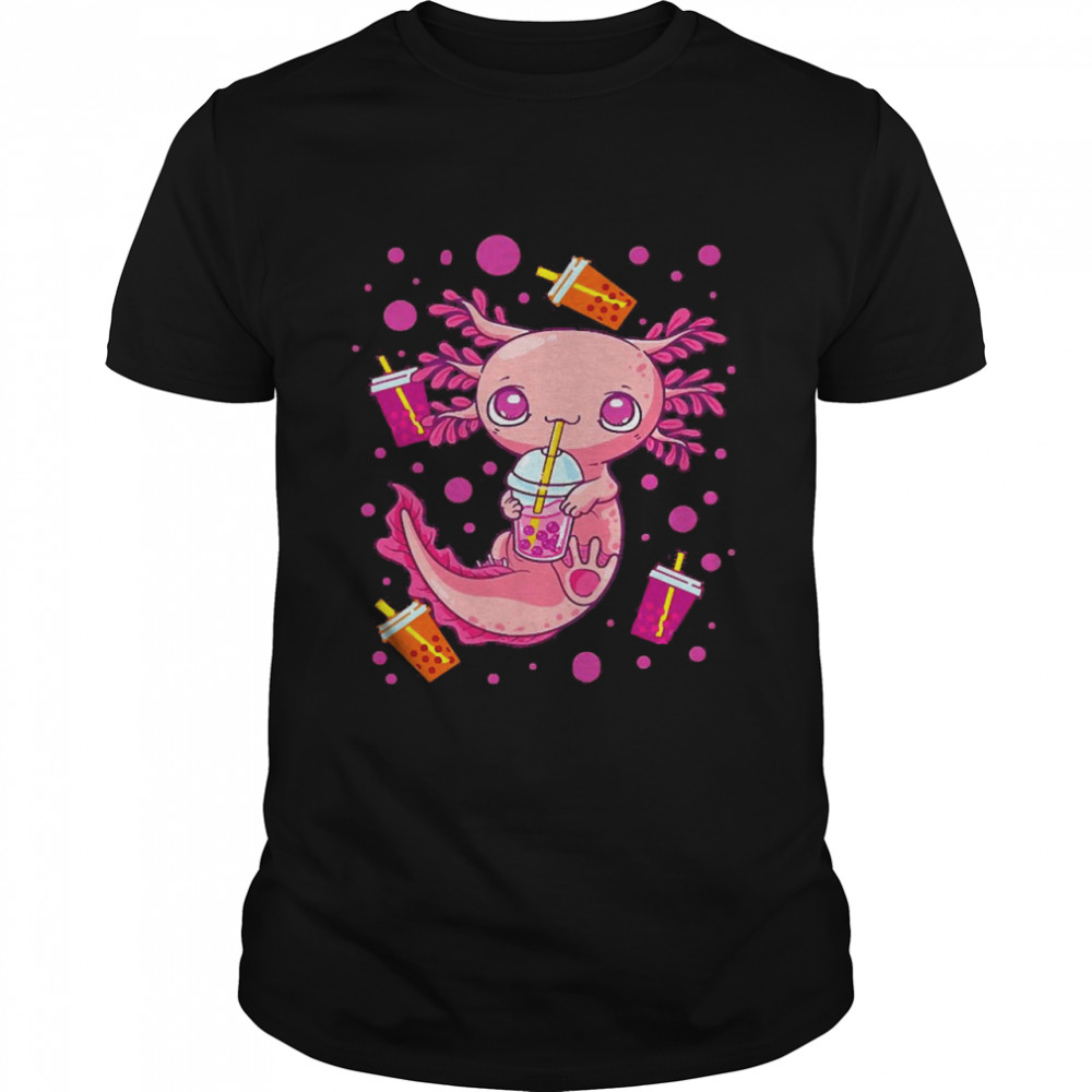 Axolotl Pastel Goth Anime Aesthetic I Drink Bubble Milk Tea Shirt